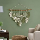 挂毯高级感客厅手工艺术墙面装 编织树叶摩洛哥风格 饰 龟背叶歌