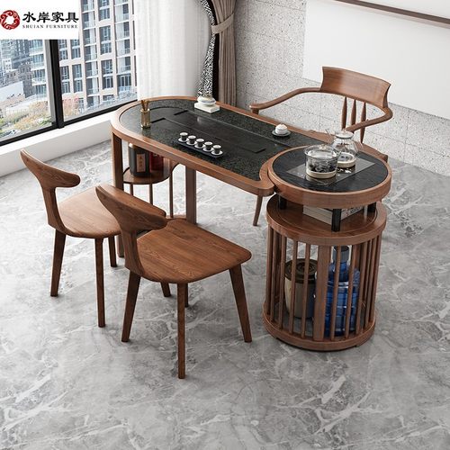 岛台全实木茶桌家用现代中式功夫茶几设计师时尚款阳台茶桌椅组合