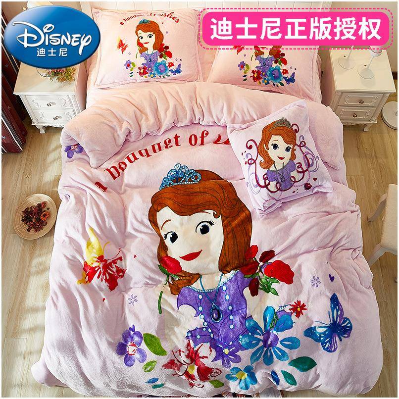 儿四童床品加厚AY10008法莱绒三套卡通法兰被绒珊瑚绒件床单套