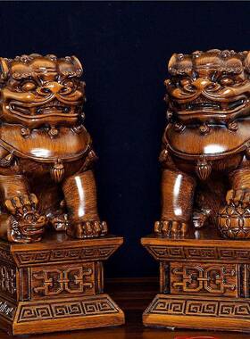 仿厅件木北京WY-1299狮子摆大号一对摆招财故宫狮子中式家居客玄