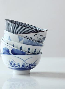日式.碗套装送礼4拉早7寸陶瓷釉下彩家用餐米饭碗小沙BA004138陶