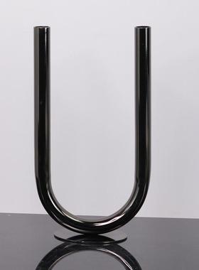 欧式轻奢不锈钢U烛XJM餐台摆件现代约客厅厅婚庆蜡型烛台摆设简品