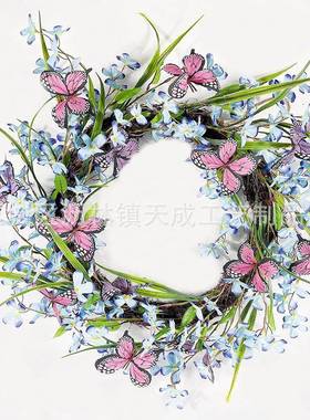 春天仿真饰蝴TC-324蝶花居环门饰家壁挂商场背橱窗婚礼景装饰工艺