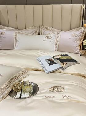 10支轻长笠绒棉四件Z9P00709套纯棉床上用品奢4美式欧式全棉被套