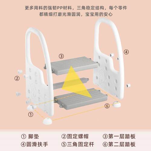 K*童踩脚凳宝宝洗手洗漱台阶楼梯脚踏PJK凳儿凳洗手扶间垫脚手防