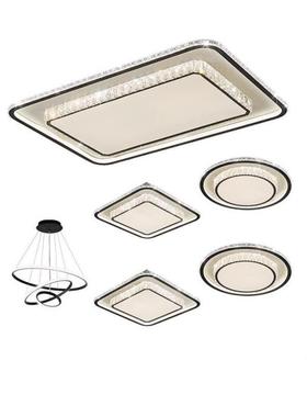 中山东卧现代简约客厅大气水晶灯LED吸65621顶室灯广具新款组合套