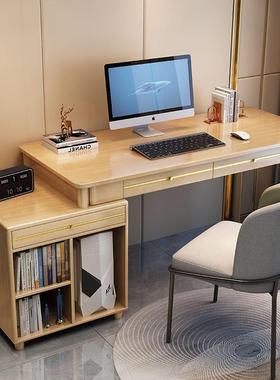 全实木双书桌书柜组合一体学习人约桌用写字IEP家办公桌简电脑台