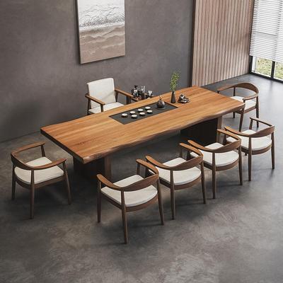 新中实木茶桌全套台客泡厅石头茶盘一体茶VHP桌阳办公会式客招待