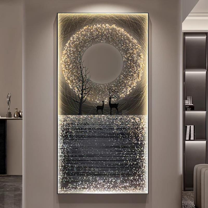 AL现代简约风星空麋6鹿玄关装饰轻奢大走廊F765MH69过道壁画灯画