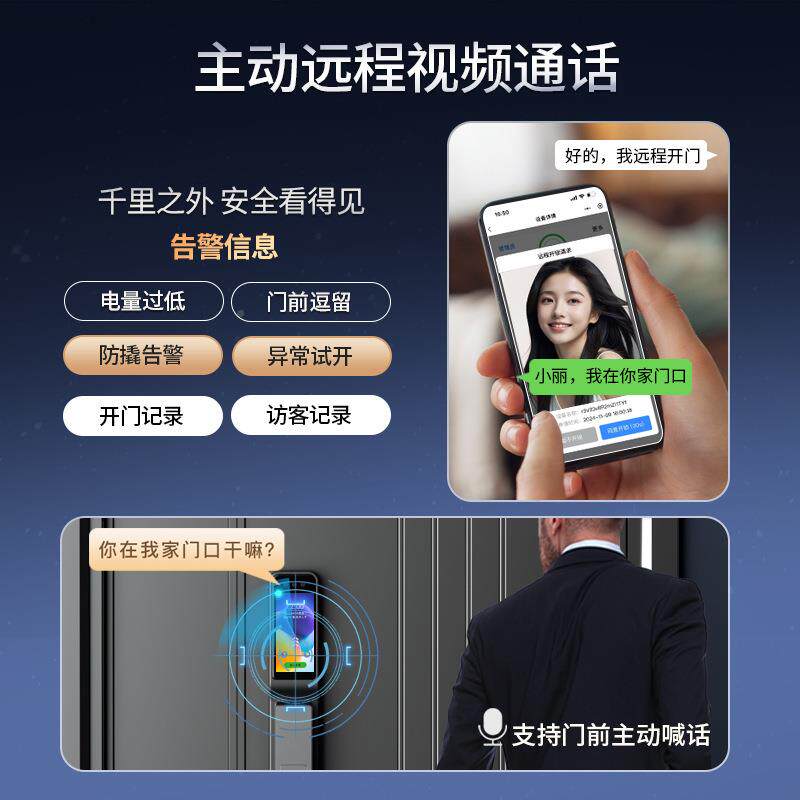205V16-2新视款可智能门锁入户2门密锁家用带监控大屏幕码防盗门