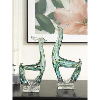 简约现代档琉璃鹿摆件创意客厅艺酒柜玄关招财家KEV软装工高居品