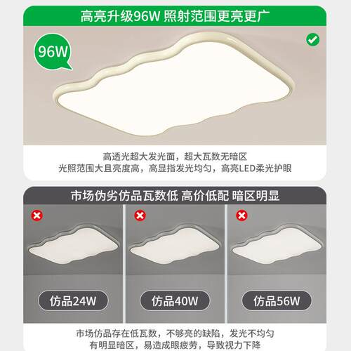 法式奶油风客厅灯书吸顶极简现代简约主卧间灯房超薄灯房灯具9518