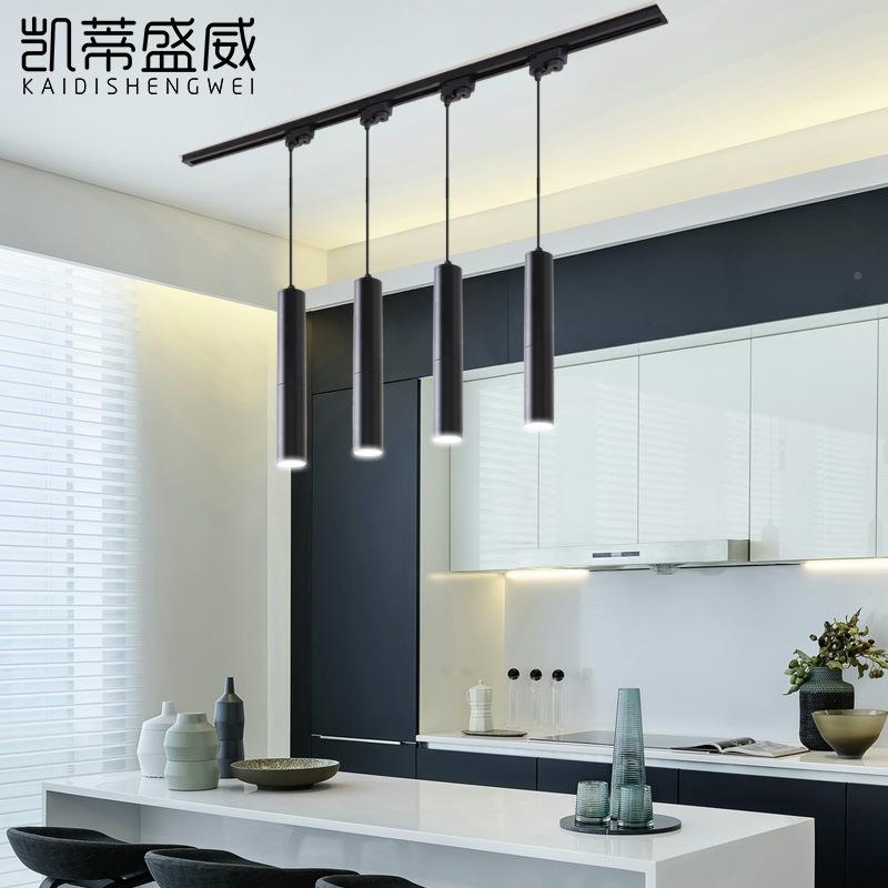 圆厅柱黑色吧台厅形吊灯前台展过47道餐led创意个性轨道式长筒吊