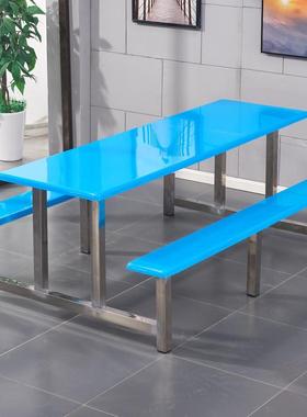 售家销不锈钢食堂厂餐桌MH009椅员工6学校学生饭堂连体4人人8人组