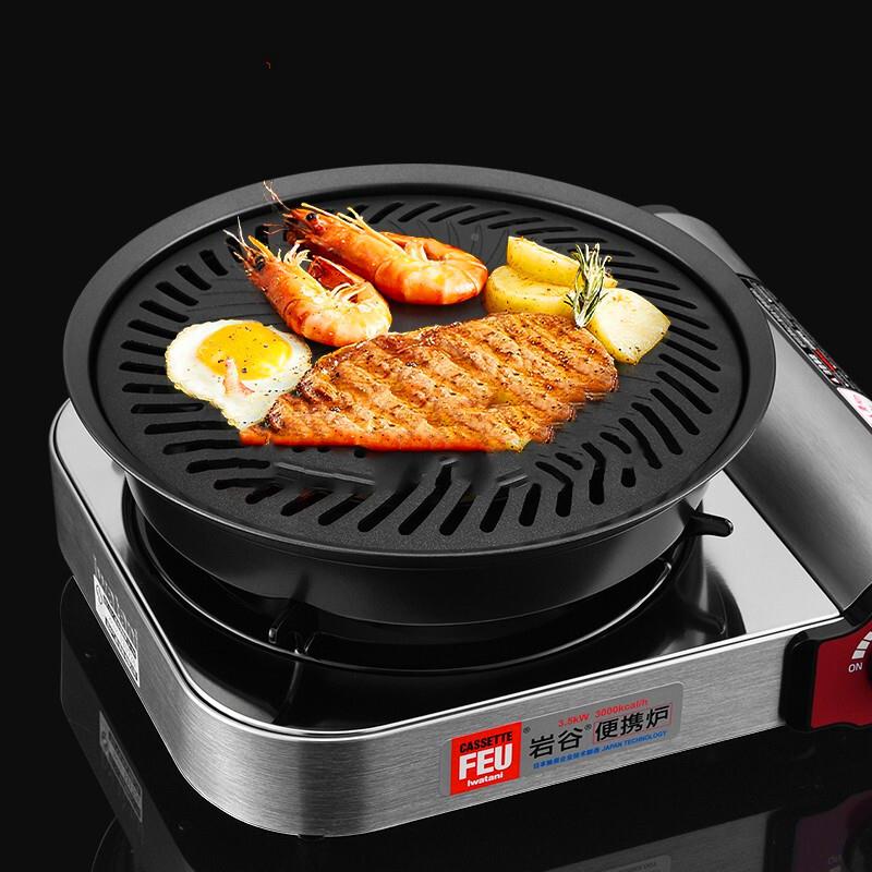 GZ6M式烤肉盘野营便携卡式烧炉烤盘户外家庭烤无烟不粘韩F76TSS8T