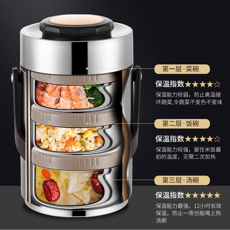 国304不锈钢真F96TS88M空长保温饭盒桶秋超冬天携便上班德族大容