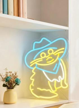 卡通猫爱咪霓虹灯D牛帽动物L仔WRAE灯牌可挂墙氛围灯房间布置拍照