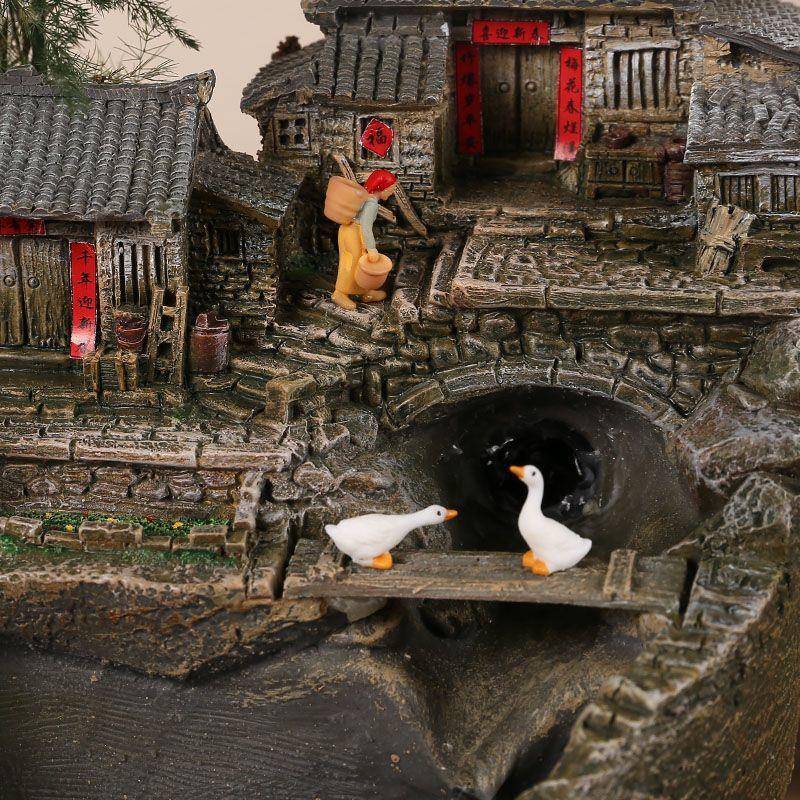 件新款创微缩房子复古水微景观流水摆循环鱼缸阳台RYA意布置盆景