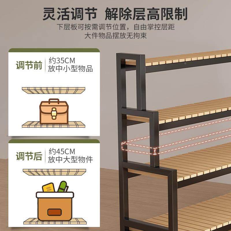 阶梯式货架层置展物架地阳台楠竹客厅花架多A示架落可移动铁艺书
