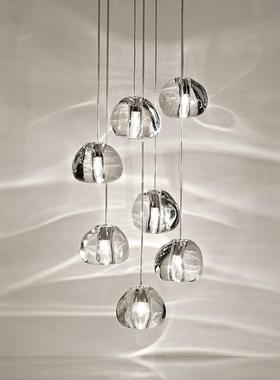 美式樱桃水玻21926现璃吊灯代复式楼别墅楼梯灯LDE个晶性流星雨长