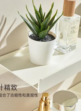 奶白色卫孔生架间置物架洗漱台一字打隔板免收纳架浴室28712厕所
