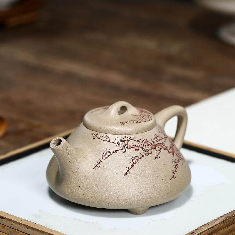 宜紫砂壶手工制作本山兴满冶刻梅花子石瓢绿家用GZGBSLZY泡茶壶