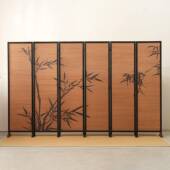 折叠屏风隔断入户玄客厅关茶国风竹影楼装 饰墙LYSD2024可竹编围挡