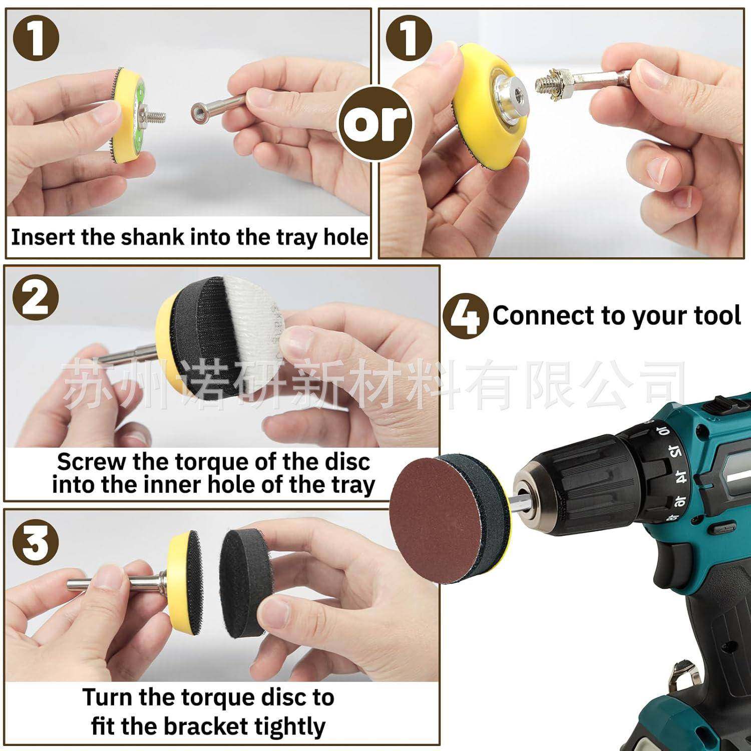 跨境货源2气75件2寸50mNML干m植绒砂纸片砂砂碟套装背绒磨水纸电