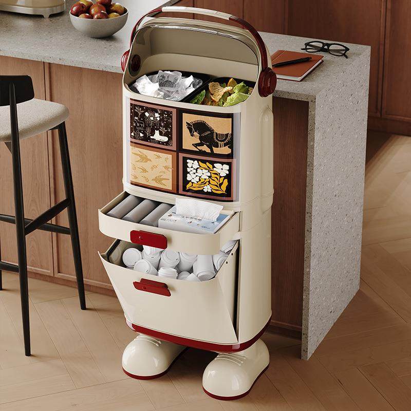 厨古垃圾湿5028-502桶家用大号带盖子双层防臭厨余干分离分类中风