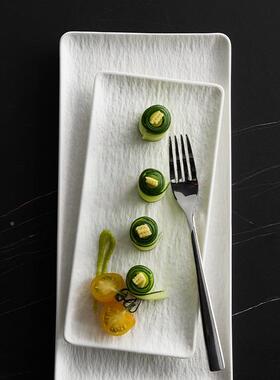 感盘长方形盘用子创菜意凉家用寿司盘商酒店陶FS758055瓷餐L^