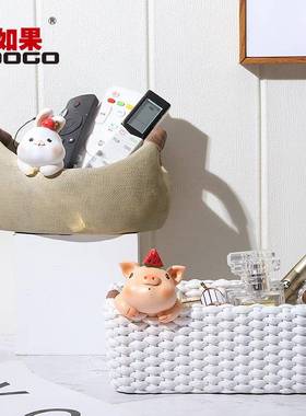 田园复古仿竹篮树脂R9A8D0多大花盆创意家居桌兔面子盘收纳装饰品