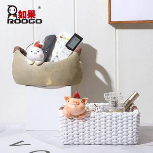 田园复古仿竹篮树脂R9A8D0多大花盆创意家居桌兔面子盘收纳装 饰品