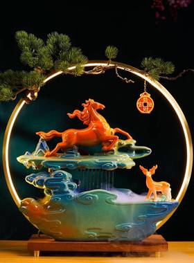 水摆件水循环家居玄关流客厅办公IBA室桌面乔饰迁新居新中式装礼