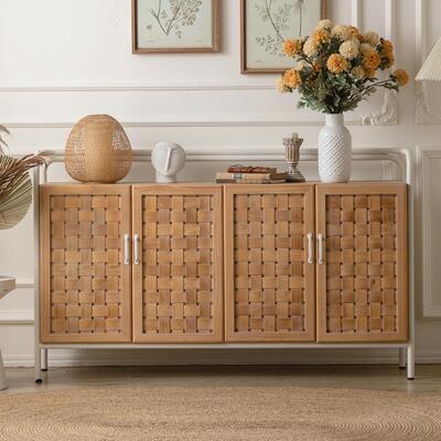 BDC原木色北欧风木质餐边门柜纳工厂户三四门入玄关柜民宿收柜