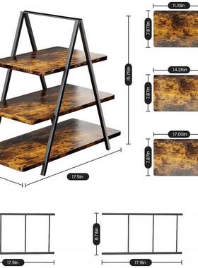 桌面木木质置物架铁艺多层蛋糕架形实梯收纳台架102101点心架摆式