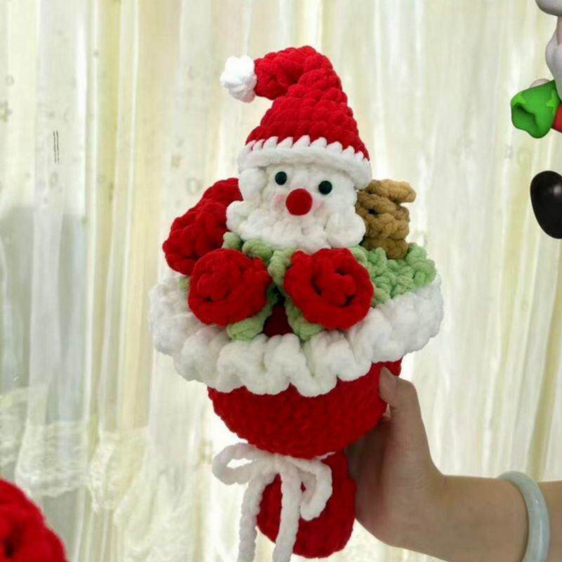 成圣诞品礼物手捧送个性男女朋友花手工厂家直供毛线编制节日款向