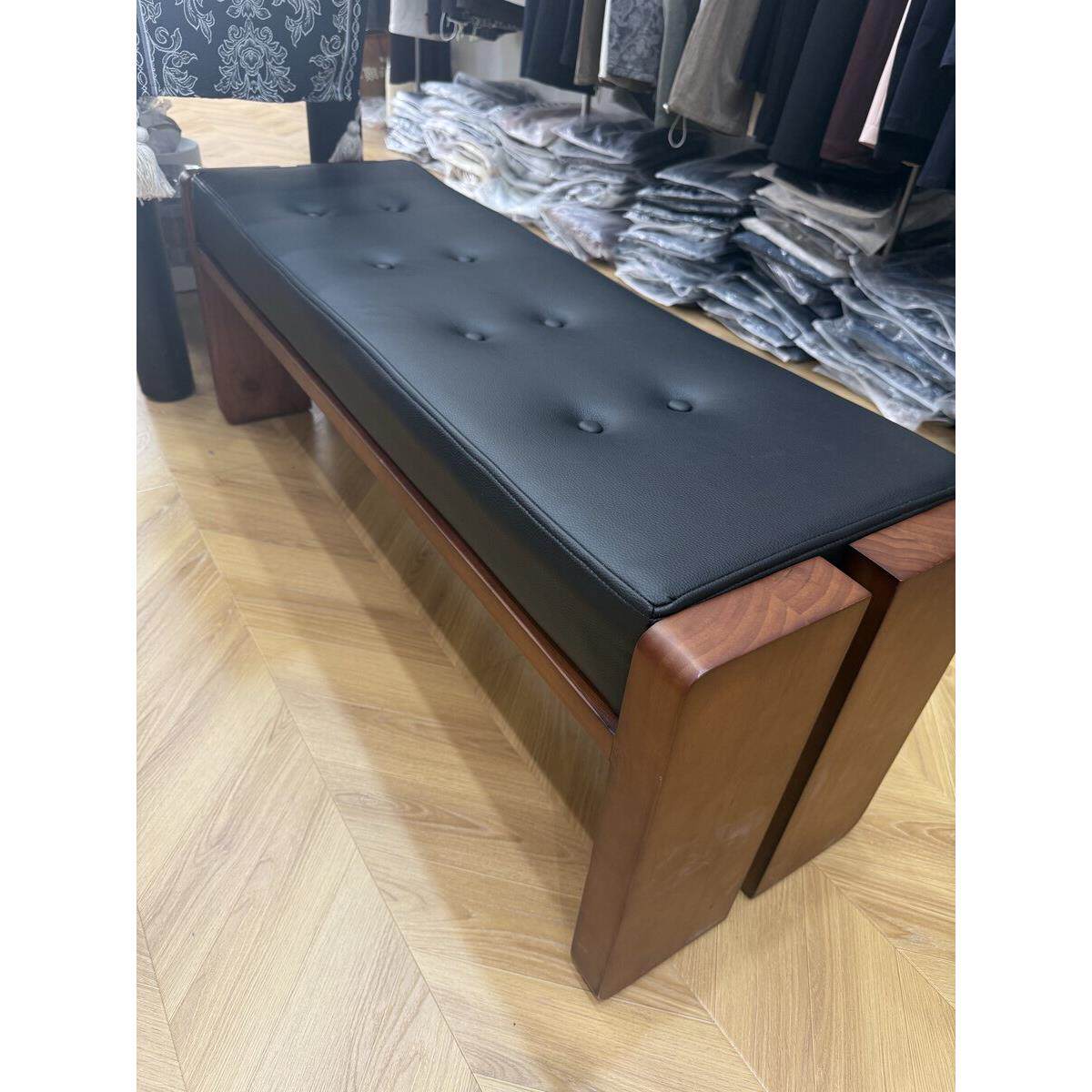 简约实木换鞋凳服装店休息凳网红长条凳试鞋凳子衣帽间沙发高级感