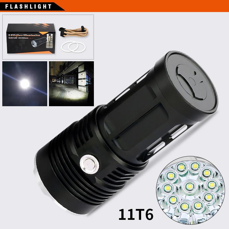 强光3/4/5/6/7/8/9/10/11核T6 LED 神级4节18650锂电池3档手电筒