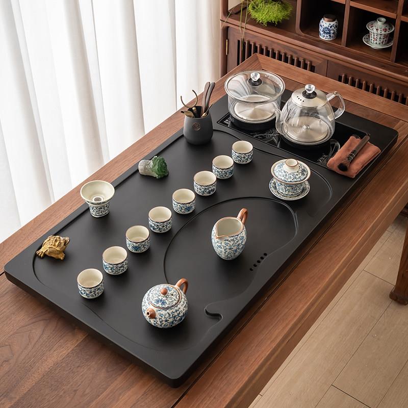 天然乌金石茶盘全自动一体烧水壶茶具套装家用简约石头茶台茶海