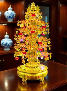 发财树摇钱树带音乐旋转彩灯摆件乔迁开业春节礼品客厅前台装饰品