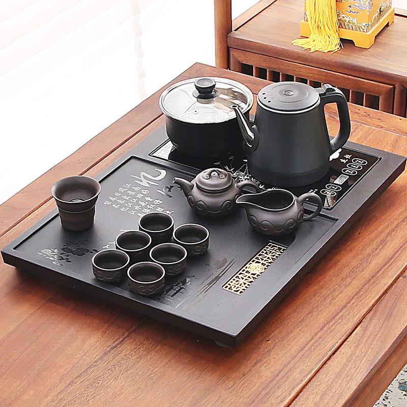 小型石头茶盘套装全自动底部上水一体茶具家用乌金石英石整套茶台