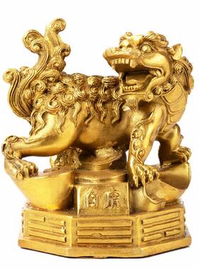 新加坡纯黄铜四方神兽摆件铜青龙白虎朱雀玄武铜四神兽一套家居工
