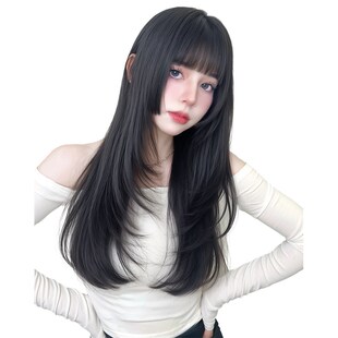 假发不带发网全头套女齐刘海高层次无痕隐形日常黑长直公主切发套