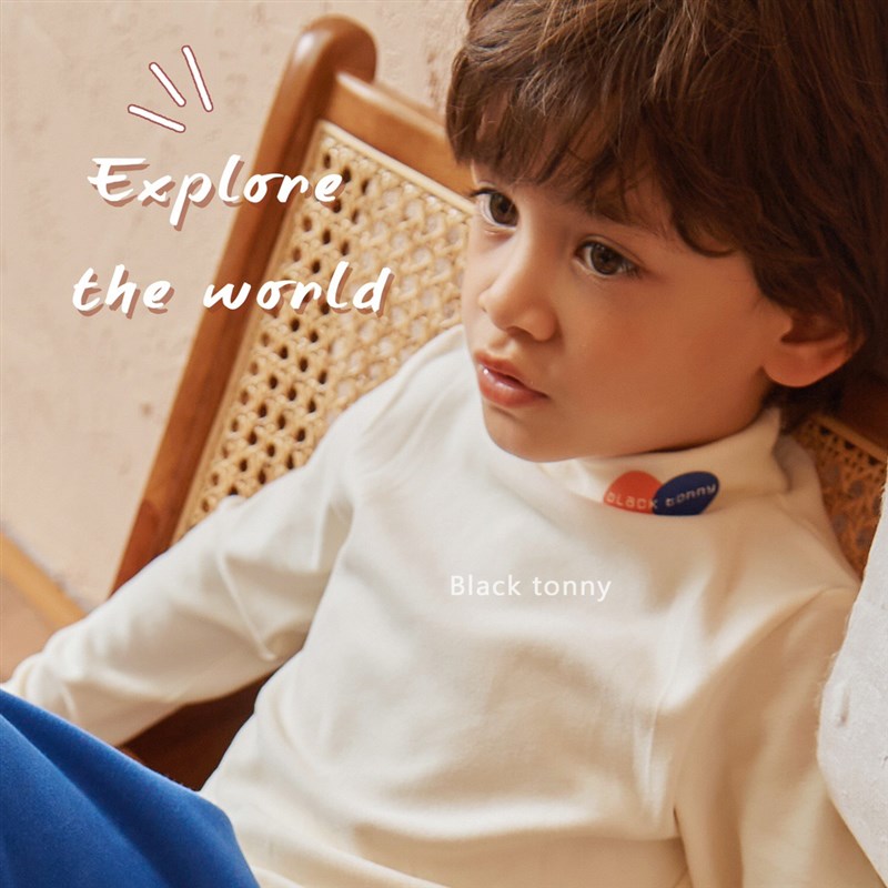 2022秋冬新小黑托暱打底衫小黑托尼男童女童半高领发热衣上衣厚