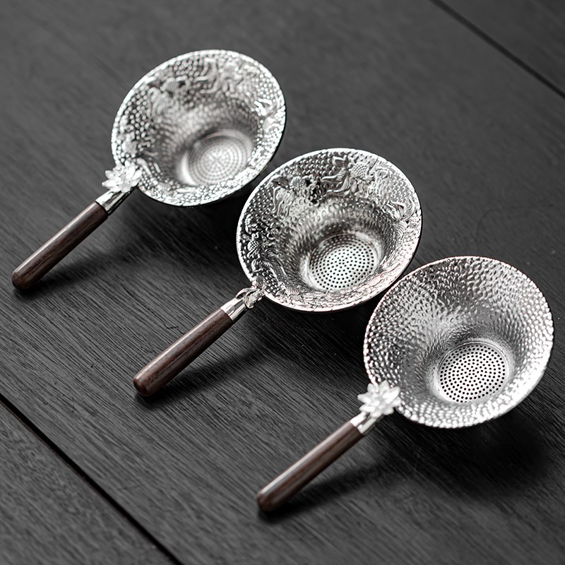 围炉煮茶创意莲花实木烤奶罐罐壶茶漏茶滤不锈钢过滤茶器茶道配件