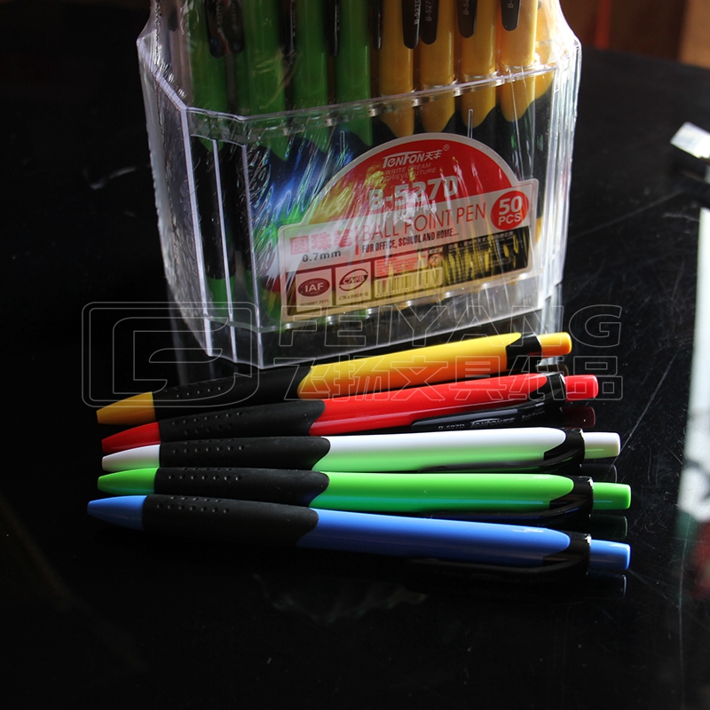 50支包邮 天丰B-527D蓝色圆珠笔0.7mm按制笔按动原子笔 顺滑好写