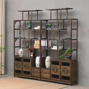 诗亭阁博物架茶架茶叶置物架新中式茶柜茶架展示架博古架置物架实