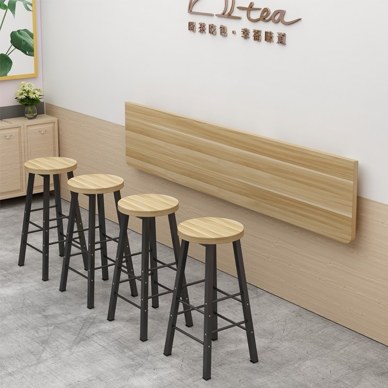 吧台桌靠墙可折叠长条桌壁挂式一字隔板置物架加厚奶茶小吃店餐桌