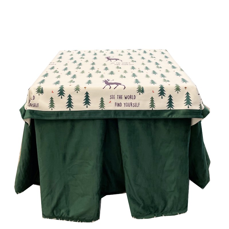 北欧新款简约圣诞树电暖炉桌套被子烤火炉加厚正方形桌布罩桌罩冬
