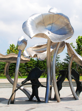 荷叶童子不锈钢抽象公园定制铸铜雕像广场廉政主题雕塑街头艺术